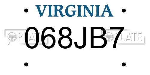 068JB7 Virginia License Plate