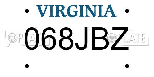 068JBZ Virginia License Plate