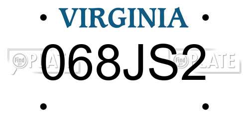 068JS2 Virginia License Plate