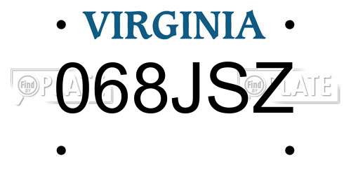068JSZ Virginia License Plate