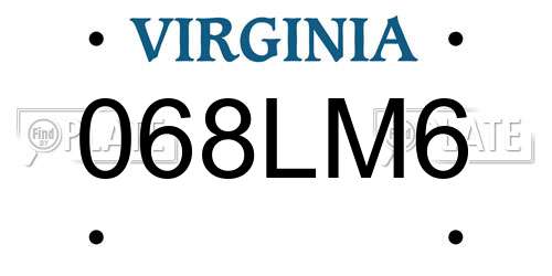 068LM6 Virginia License Plate