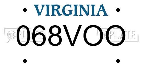 068VOO Virginia License Plate
