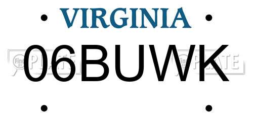 06BUWK Virginia License Plate