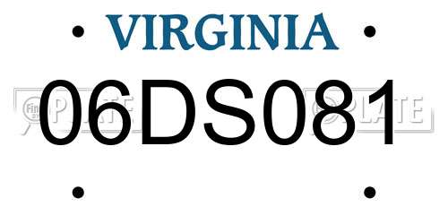 06DS081 Virginia License Plate