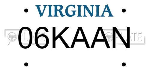 06KAAN Virginia License Plate