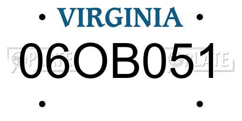 06OB051 Virginia License Plate