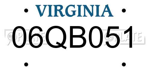 06QB051 Virginia License Plate