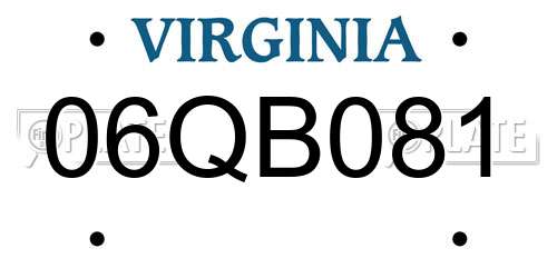 06QB081 Virginia License Plate