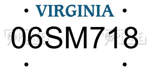 06SM718 Virginia License Plate