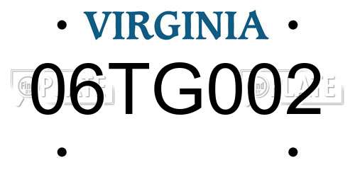 06TG002 Virginia License Plate