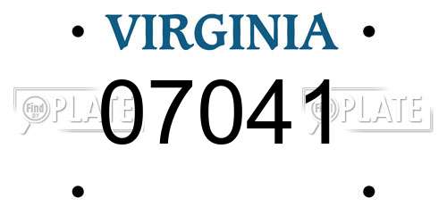 07041 Virginia License Plate