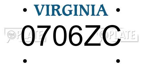 0706ZC Virginia License Plate