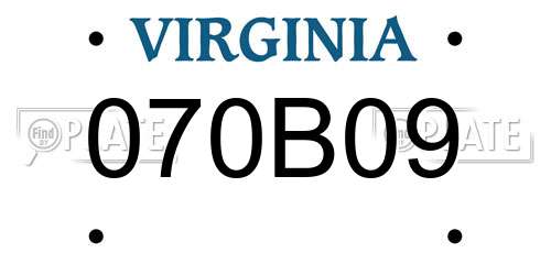 070B09 Virginia License Plate