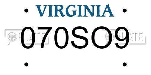 070SO9 Virginia License Plate