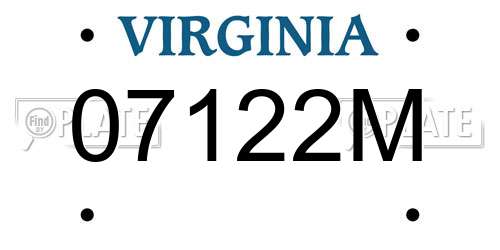 07122M Virginia License Plate