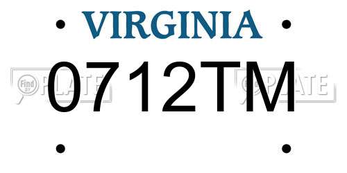 0712TM Virginia License Plate