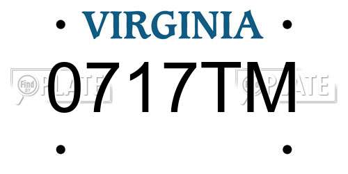 0717TM Virginia License Plate