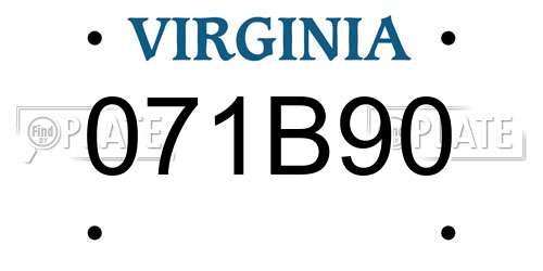 071B90 Virginia License Plate