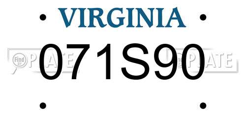 071S90 Virginia License Plate