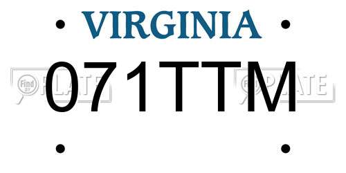 071TTM Virginia License Plate