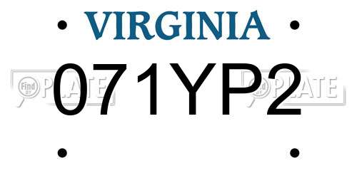 071YP2 Virginia License Plate