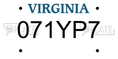 071YP7 Virginia License Plate