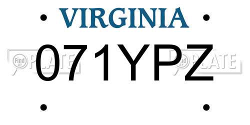071YPZ Virginia License Plate