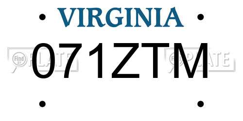071ZTM Virginia License Plate