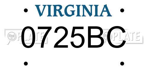 0725BC Virginia License Plate