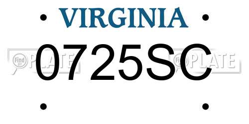 0725SC Virginia License Plate