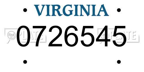 0726545 Virginia License Plate