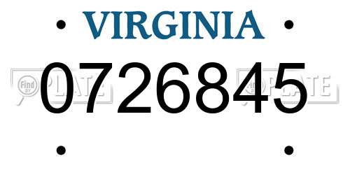 0726845 Virginia License Plate