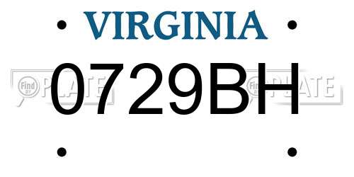 0729BH Virginia License Plate