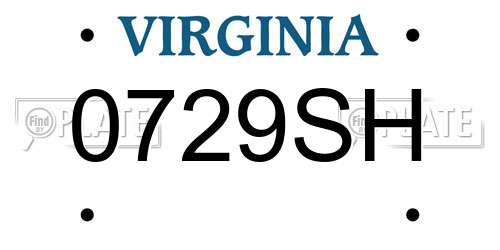 0729SH Virginia License Plate