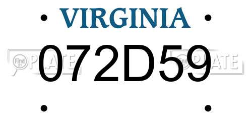072D59 Virginia License Plate