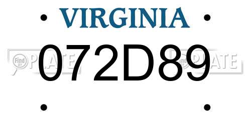 072D89 Virginia License Plate