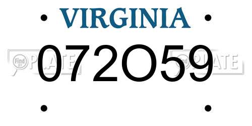 072O59 Virginia License Plate