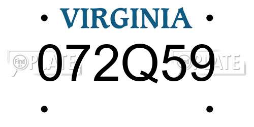 072Q59 Virginia License Plate