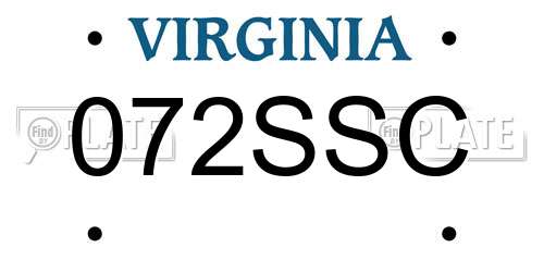 072SSC Virginia License Plate