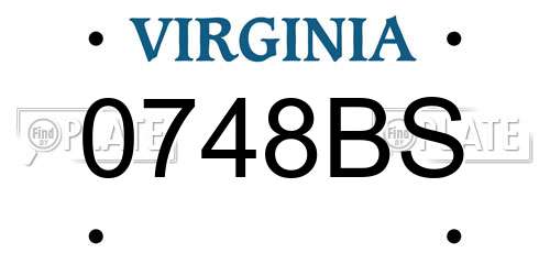 0748BS Virginia License Plate