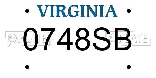0748SB Virginia License Plate