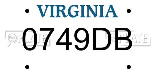 0749DB Virginia License Plate