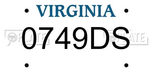 0749DS Virginia License Plate