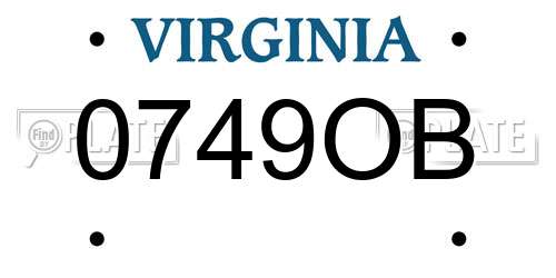 0749OB Virginia License Plate