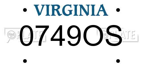 0749OS Virginia License Plate