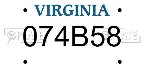 074B58 Virginia License Plate