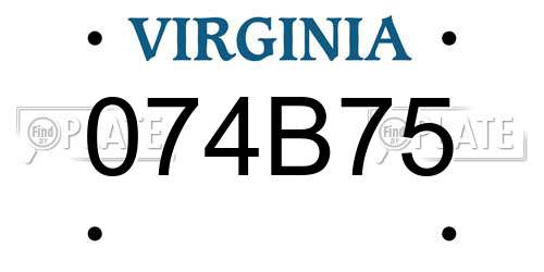 074B75 Virginia License Plate