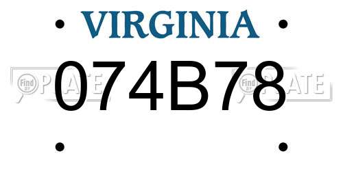 074B78 Virginia License Plate