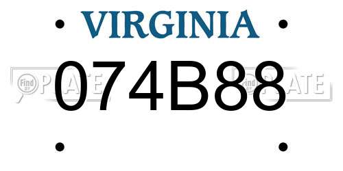 074B88 Virginia License Plate