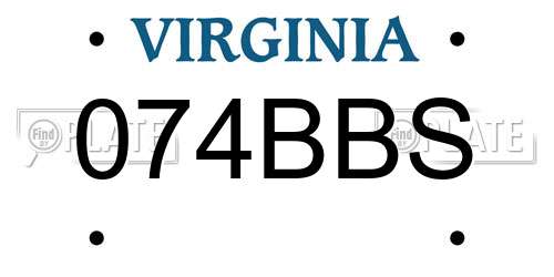 074BBS Virginia License Plate